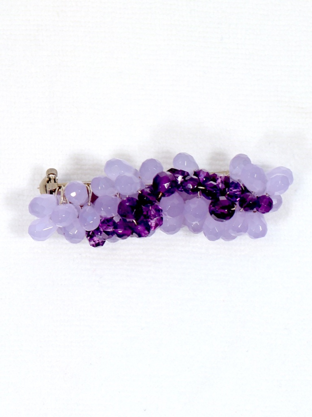 Artisan made amethyst & quartz beaded pin